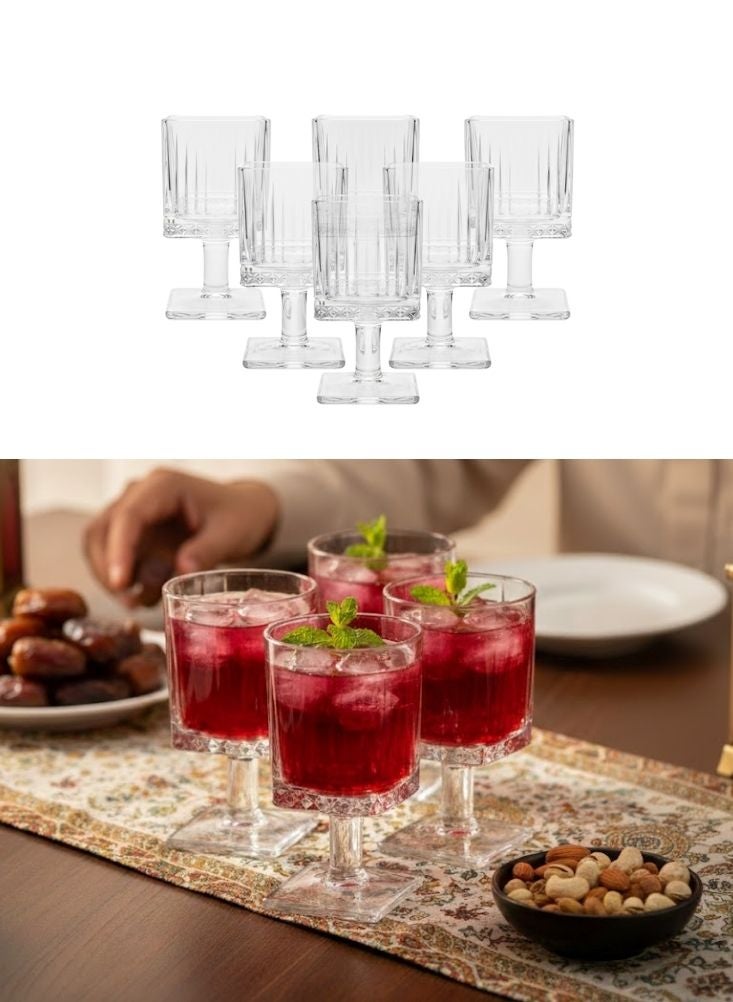 بريميم طقم أكواب زجاجية شفافة للحلويات مكوّن من ست قطع أكواب تقديم أنيقة بقاعدة للمشروبات والحلويات - Image 1